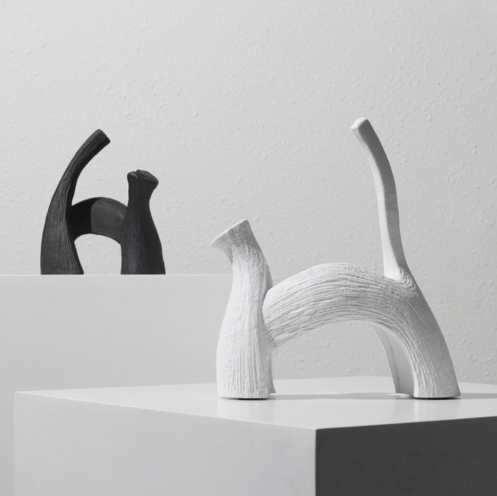 Black and White Cat Minimalistic Center Table Decor - set of 2
