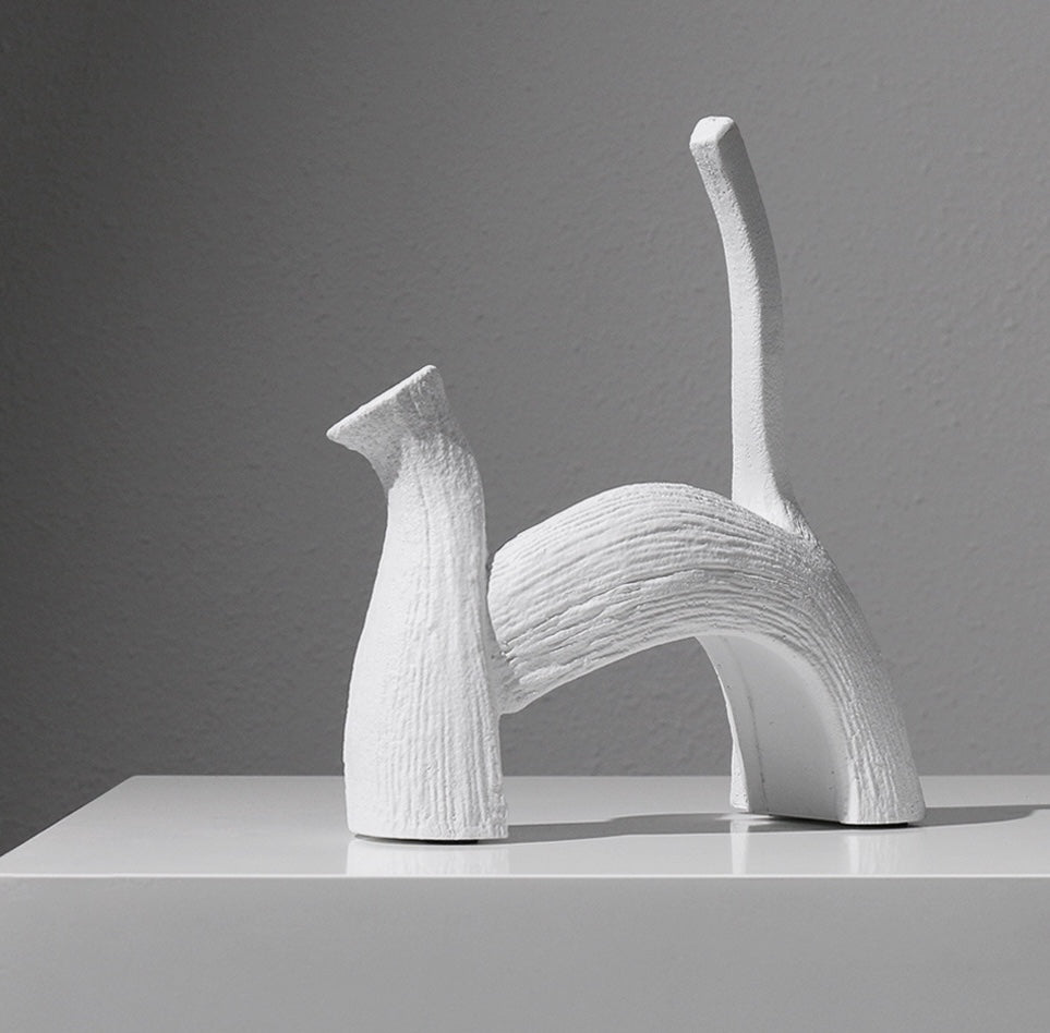 Black and White Cat Minimalistic Center Table Decor - set of 2