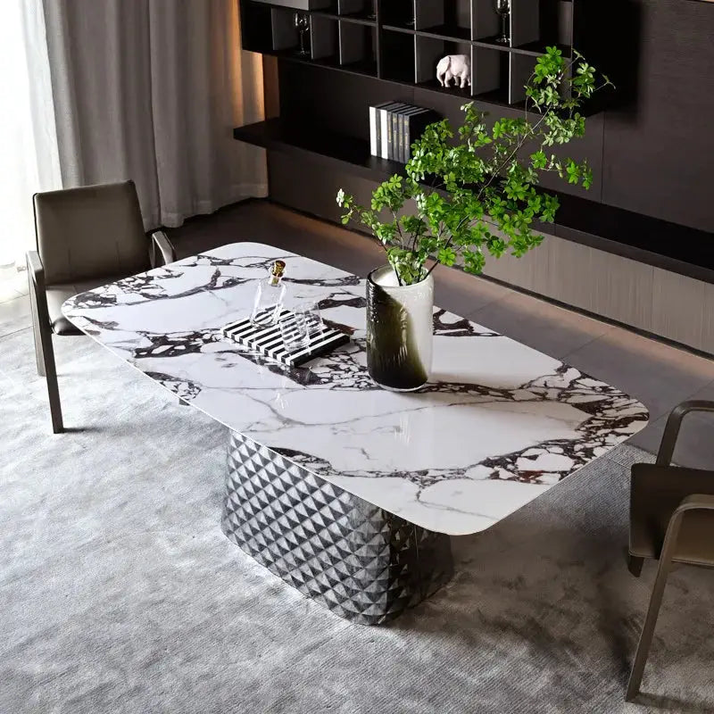 Tri-array Contemporary Luxury marble Dining Table 6 seater