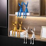 Bunny Figurine table decor, Blue, Gold, Silver  - Set of 3