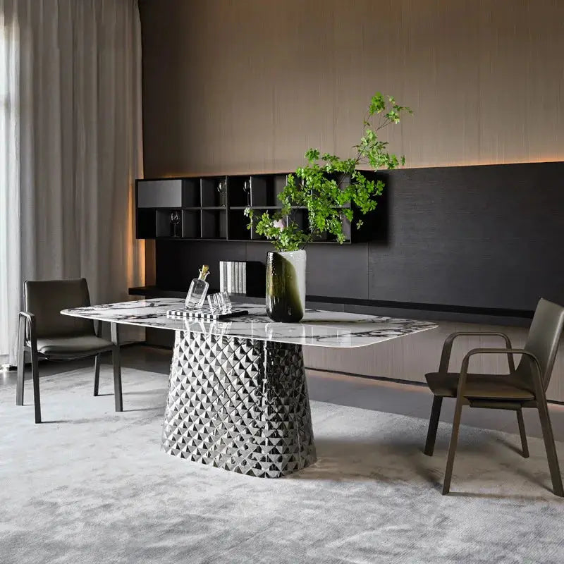 Tri-array Contemporary Luxury marble Dining Table 6 seater