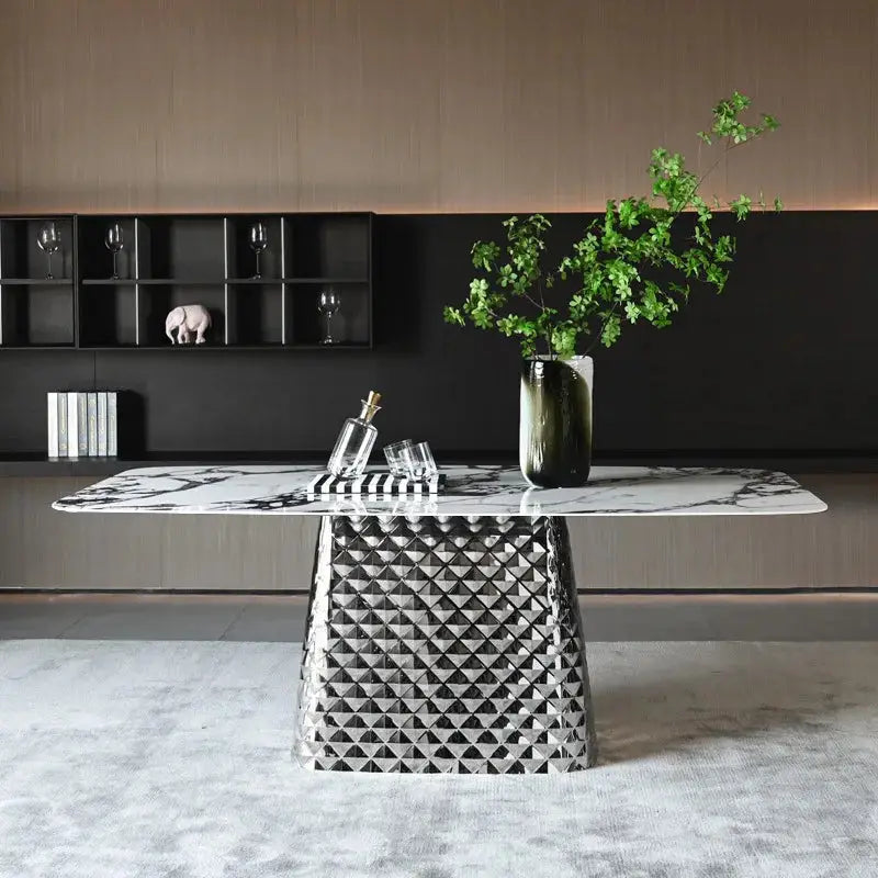Tri-array Contemporary Luxury marble Dining Table 6 seater