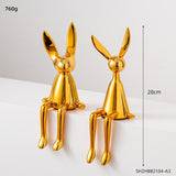 Bunny Figurine table decor, Blue, Gold, Silver  - Set of 3