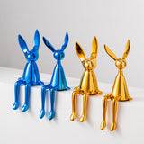 Bunny Figurine table decor, Blue, Gold, Silver  - Set of 3