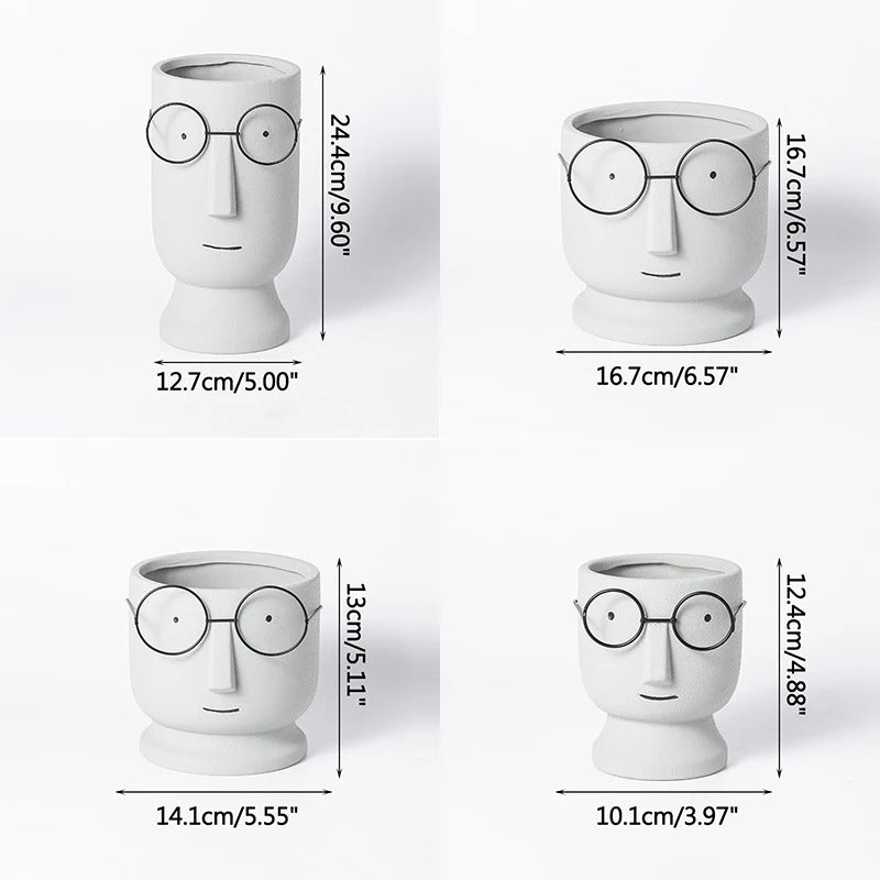 Optical face table vase -  1 piece - big & small size