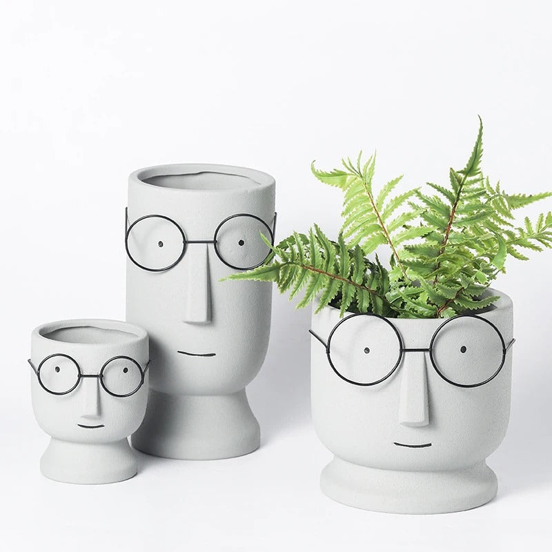 Optical face table vase -  1 piece - big & small size