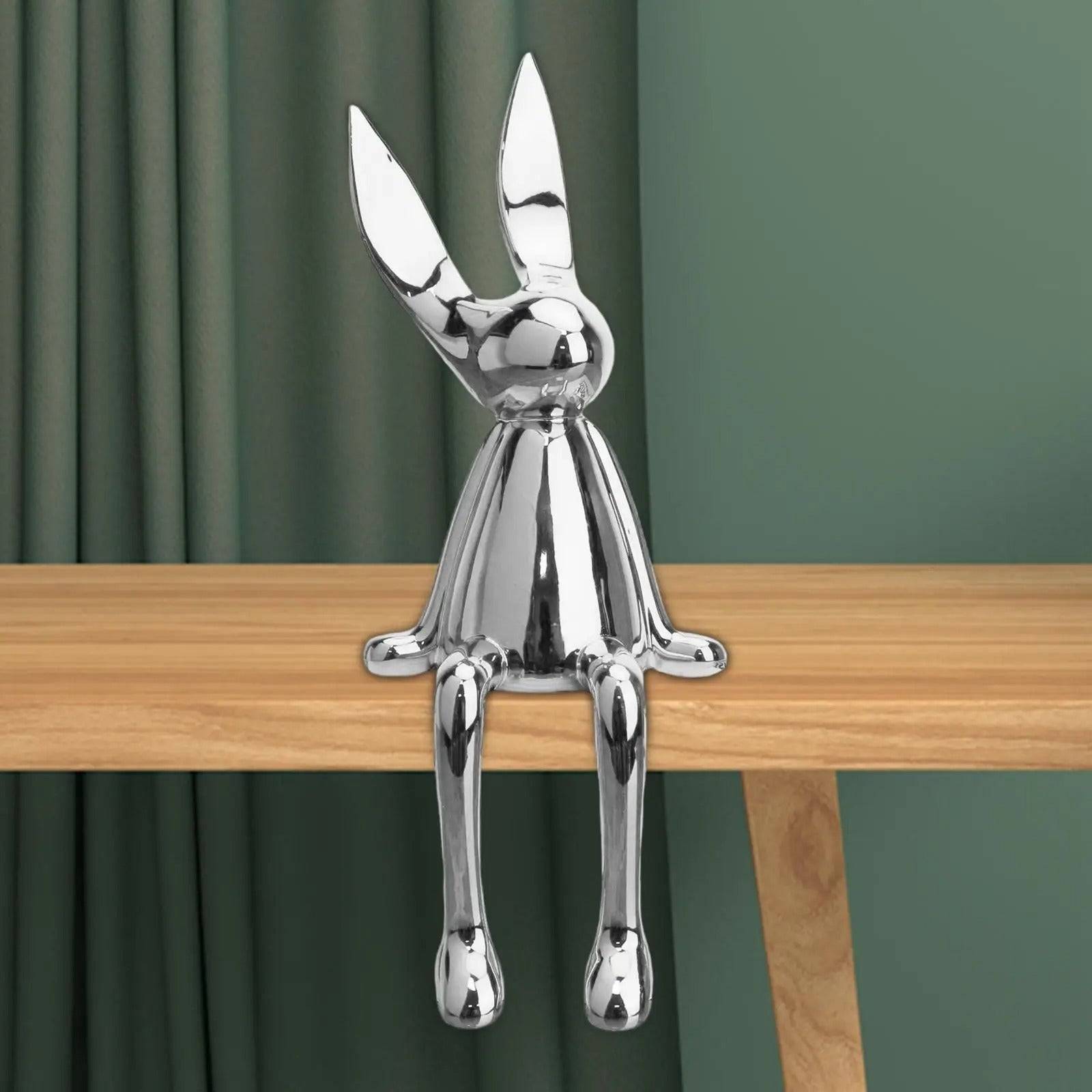 Bunny Figurine table decor, Blue, Gold, Silver  - Set of 3
