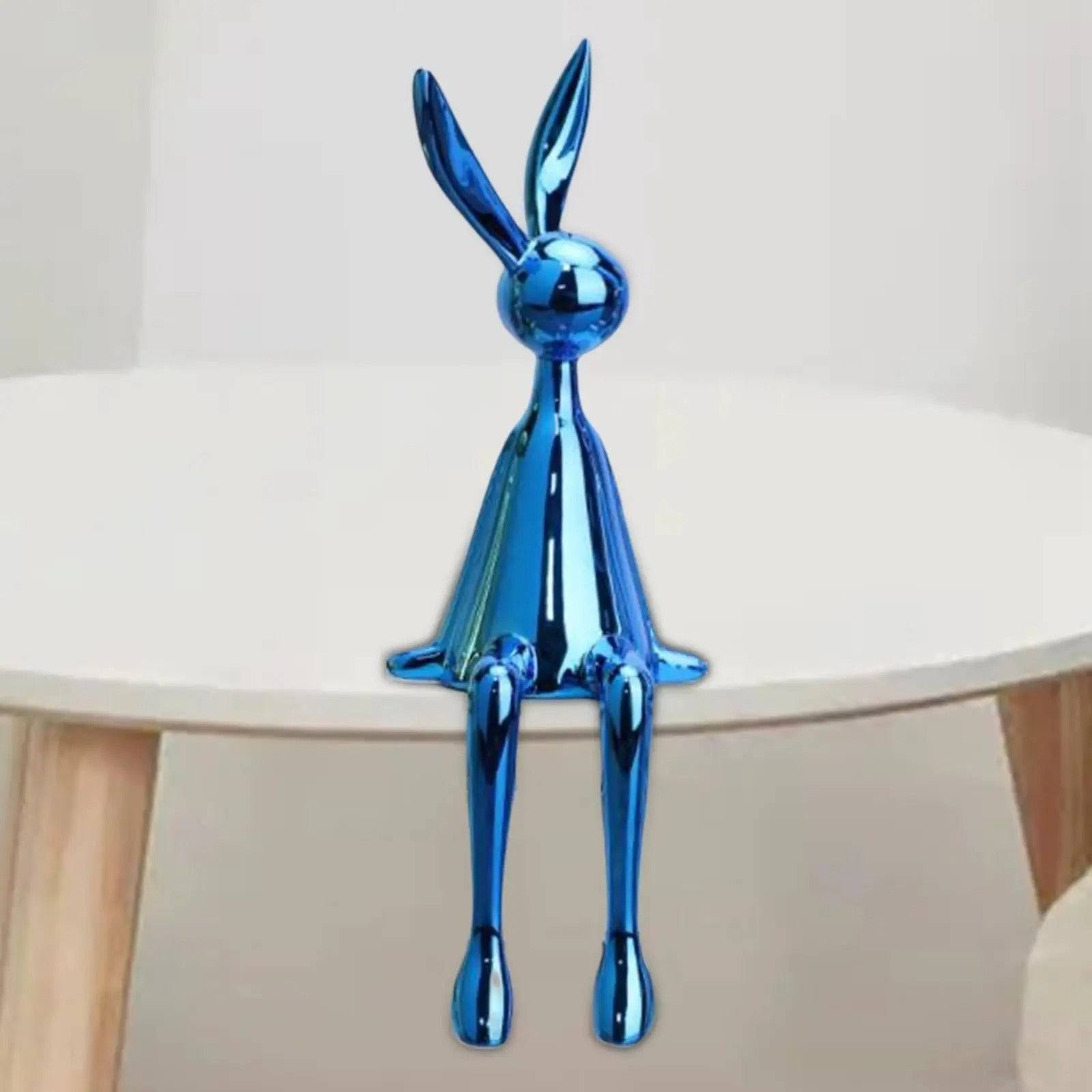 Bunny Figurine table decor, Blue, Gold, Silver  - Set of 3