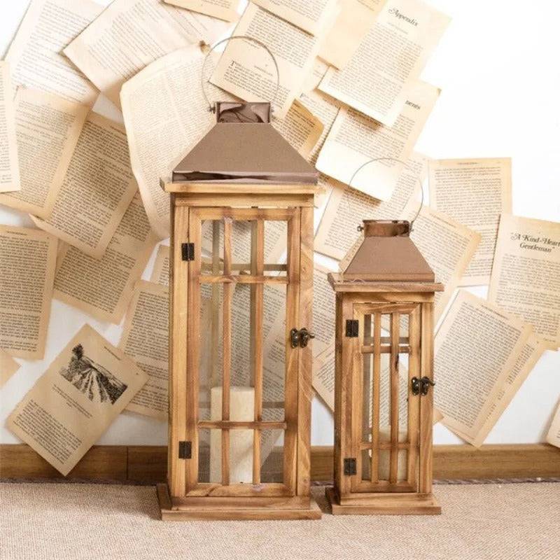Wooden Lantern - Set of 2