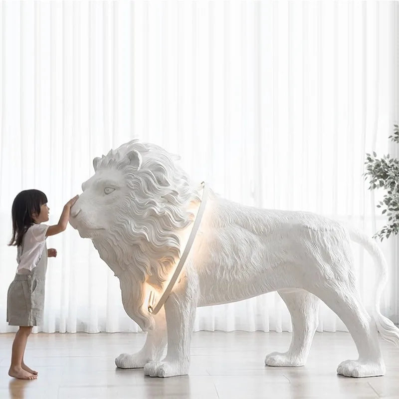 Lion Style Lamp Animal Fiber Sculpture chandelier Big Size Artifact Statue