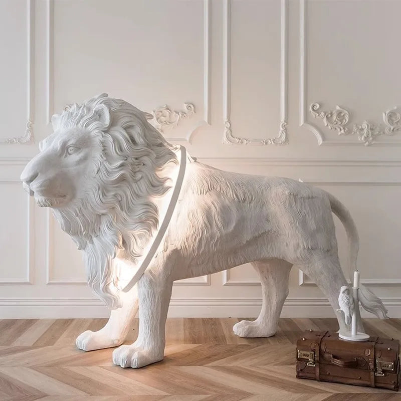 Lion Style Lamp Animal Fiber Sculpture chandelier Big Size Artifact Statue