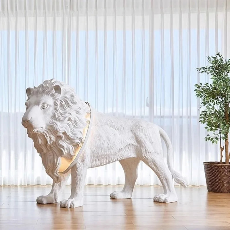 Lion Style Lamp Animal Fiber Sculpture chandelier Big Size Artifact Statue