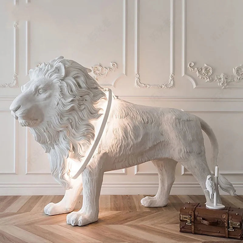 Lion Style Lamp Animal Fiber Sculpture chandelier Big Size Artifact Statue
