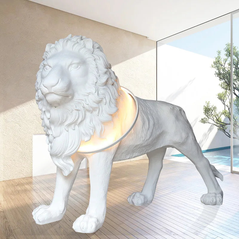 Lion Style Lamp Animal Fiber Sculpture chandelier Big Size Artifact Statue