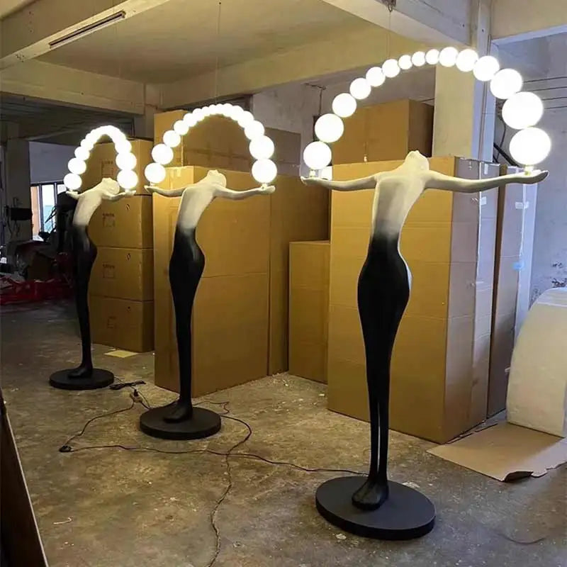 Lampadaire Fiber Sculpture chandelier Floor Lamp Human Lady Shaped