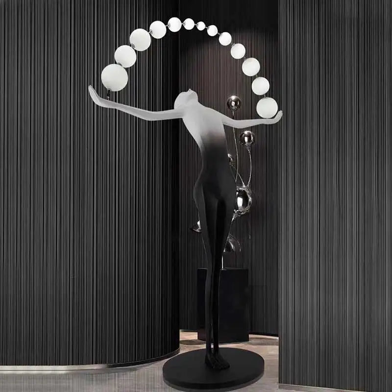 Lampadaire Fiber Sculpture chandelier Floor Lamp Human Lady Shaped