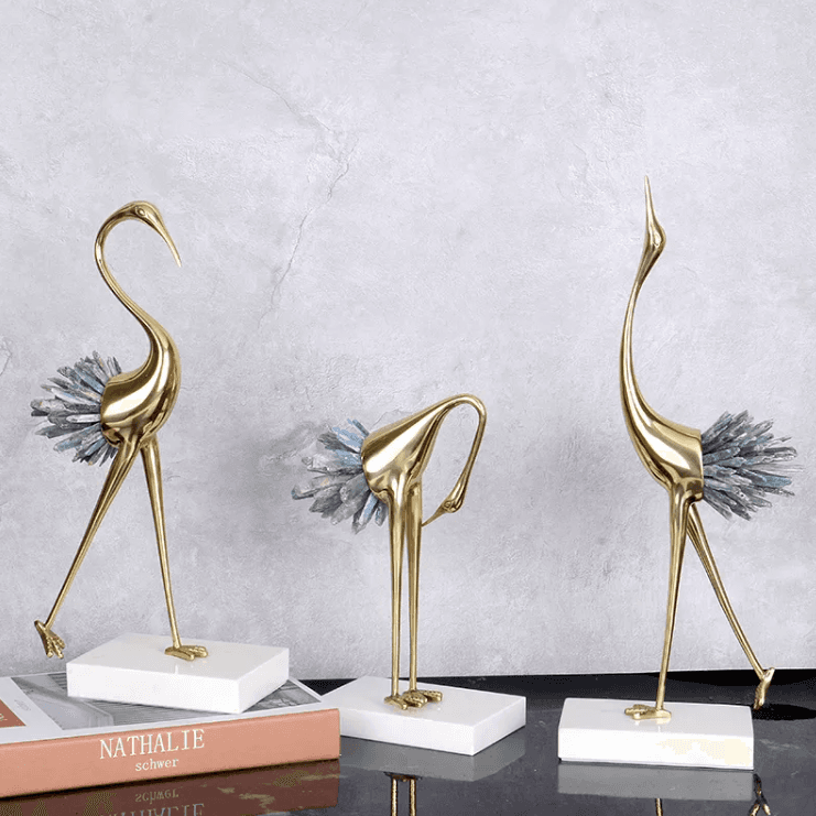 Crystal Crane table decor - set of 3