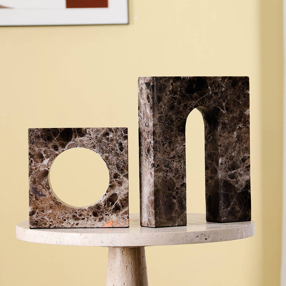 Gate Geometric Marble table Sculpture - Set of 2