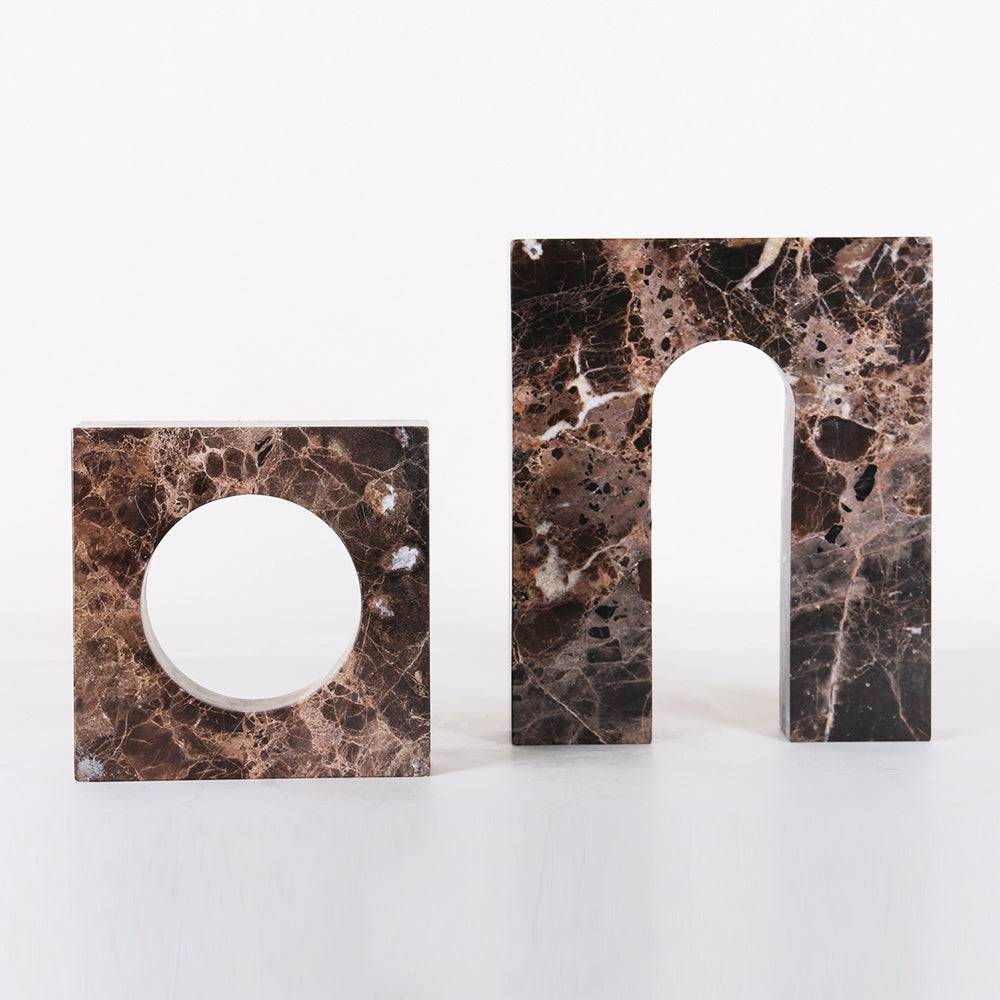 Gate Geometric Marble table Sculpture - Set of 2
