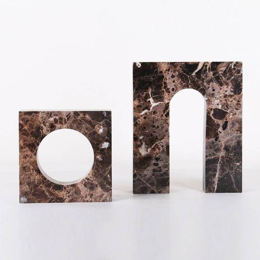 Gate Geometric Marble table Sculpture - Set of 2
