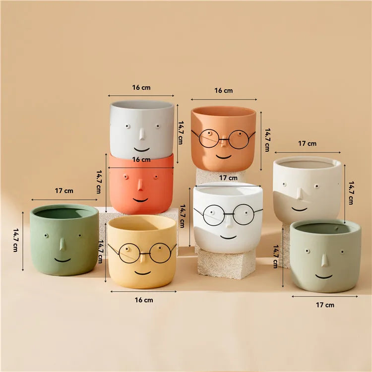 Optical face table vase- set of 3 - big & small size