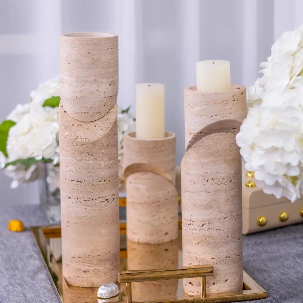 Abstract Marble Candle Holder - Set of 3