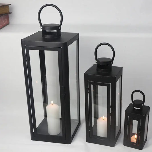 Black Metal Lantern - Set of 3