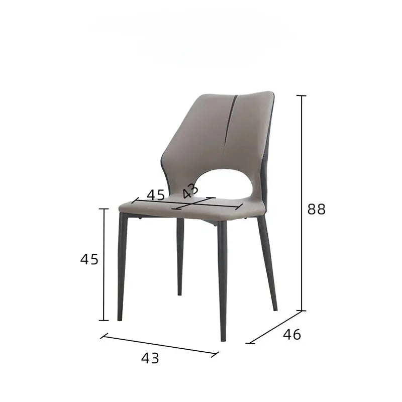 the measurements of a modern dining chair
