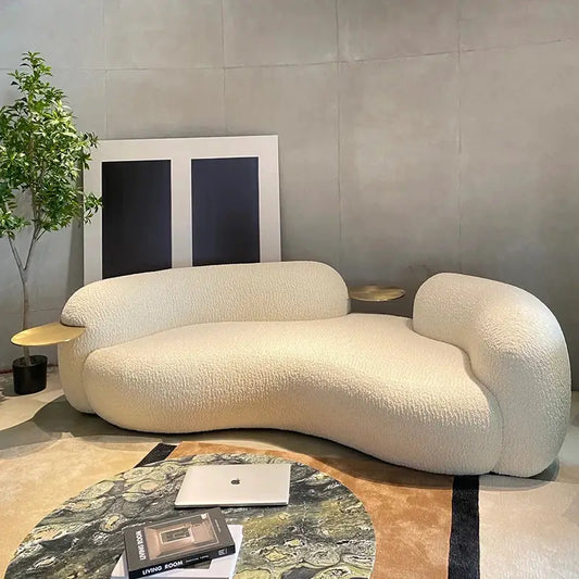 Curved Off-White Minimalist Luxury Sofa