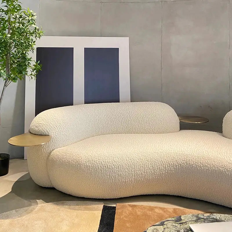 Curved Off-White Minimalist Luxury Sofa