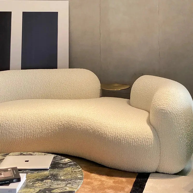 Curved Off-White Minimalist Luxury Sofa