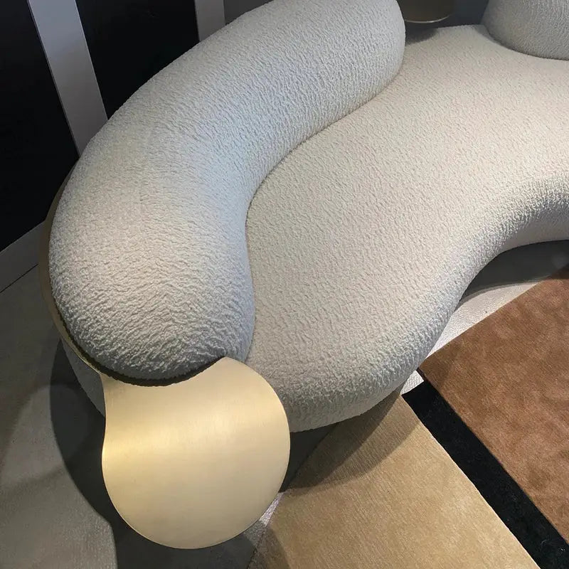 Curved Off-White Minimalist Luxury Sofa