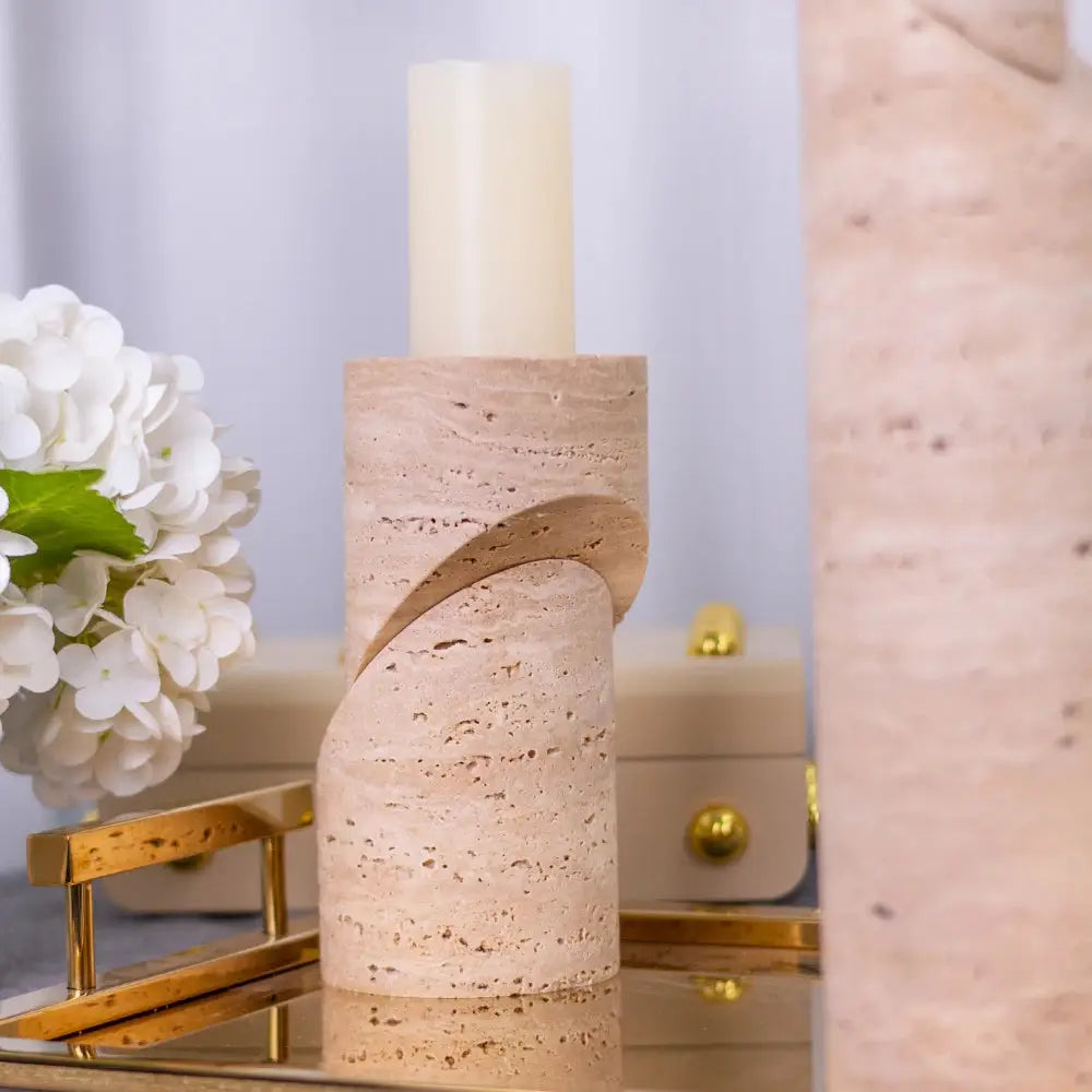 Abstract Marble Candle Holder - Set of 3
