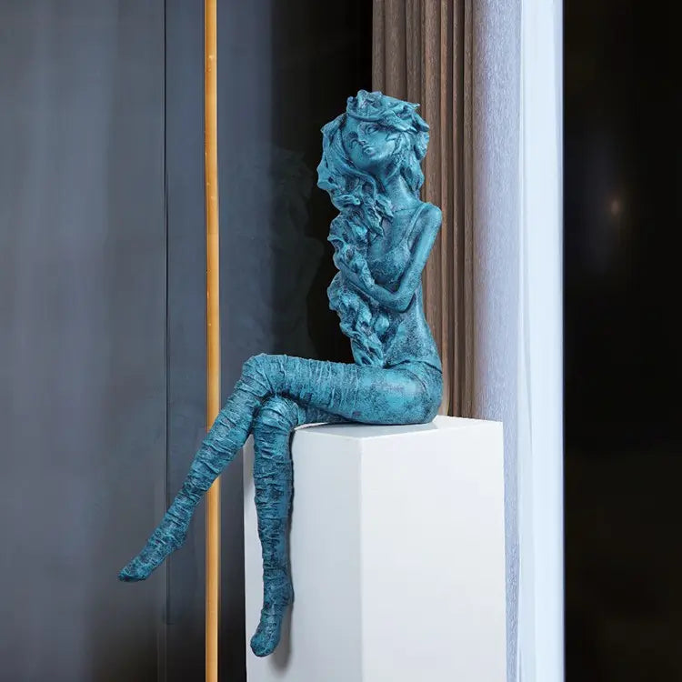Contemporary Lady Seated in Style Table Decor - 1 piece