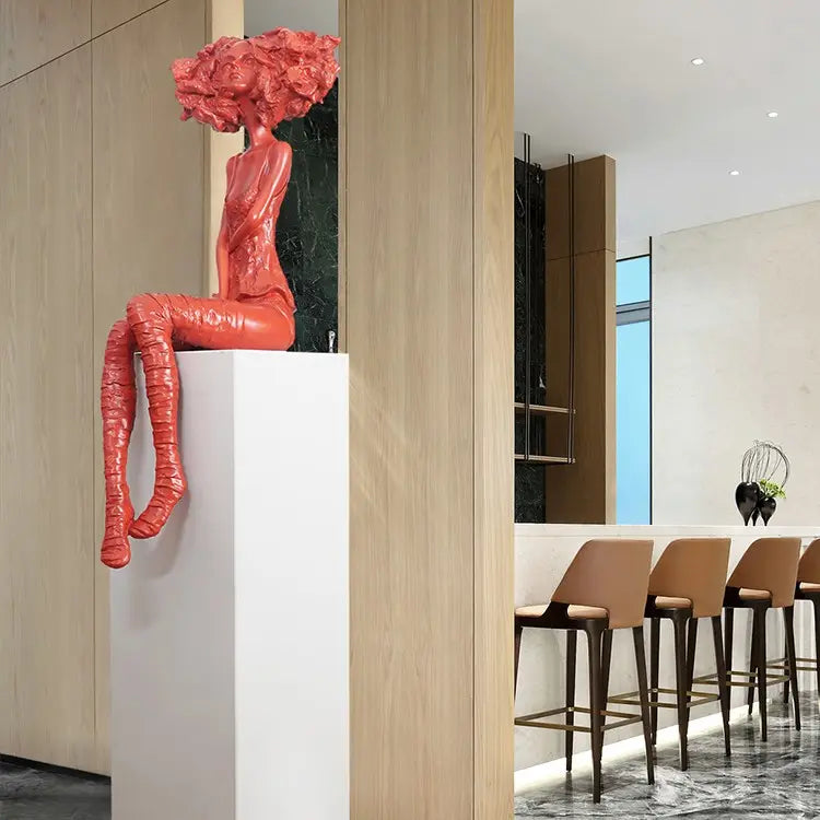 Contemporary Lady Seated in Style Table Decor - 1 piece