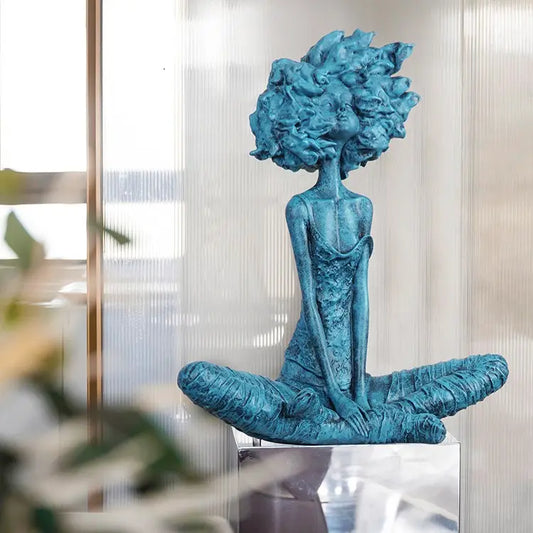 Contemporary Lady Seated in Style Table Decor - 1 piece