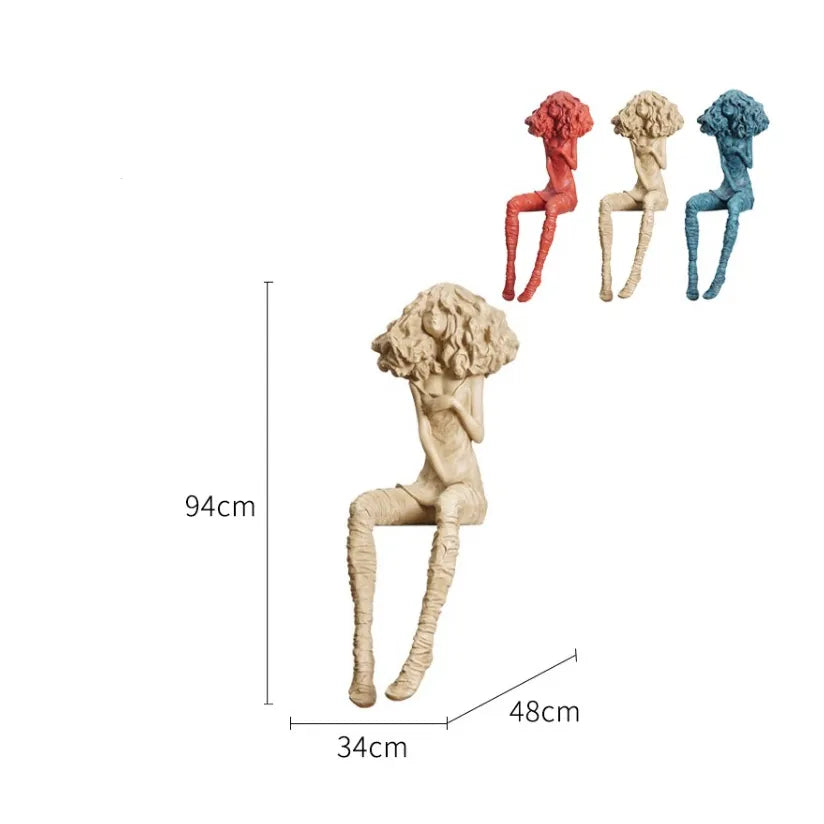 Contemporary Lady Seated in Style Table Decor - 1 piece