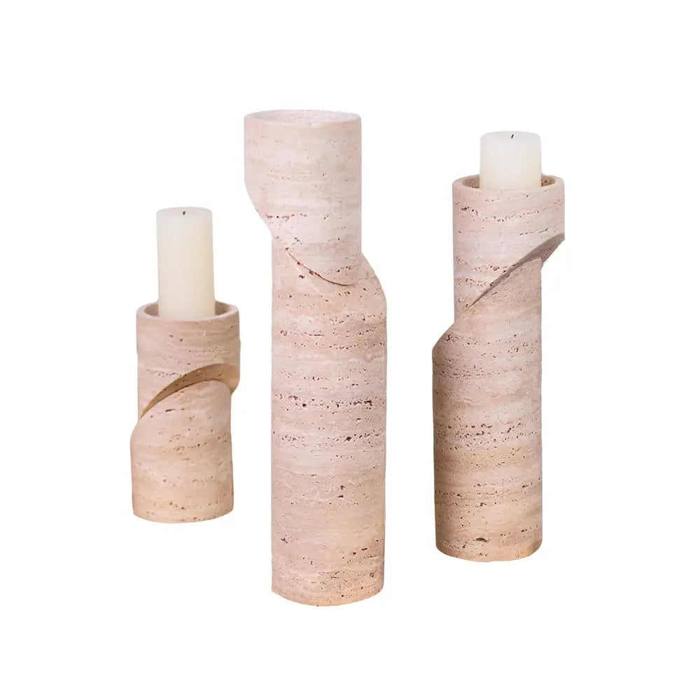 Abstract Marble Candle Holder - Set of 3