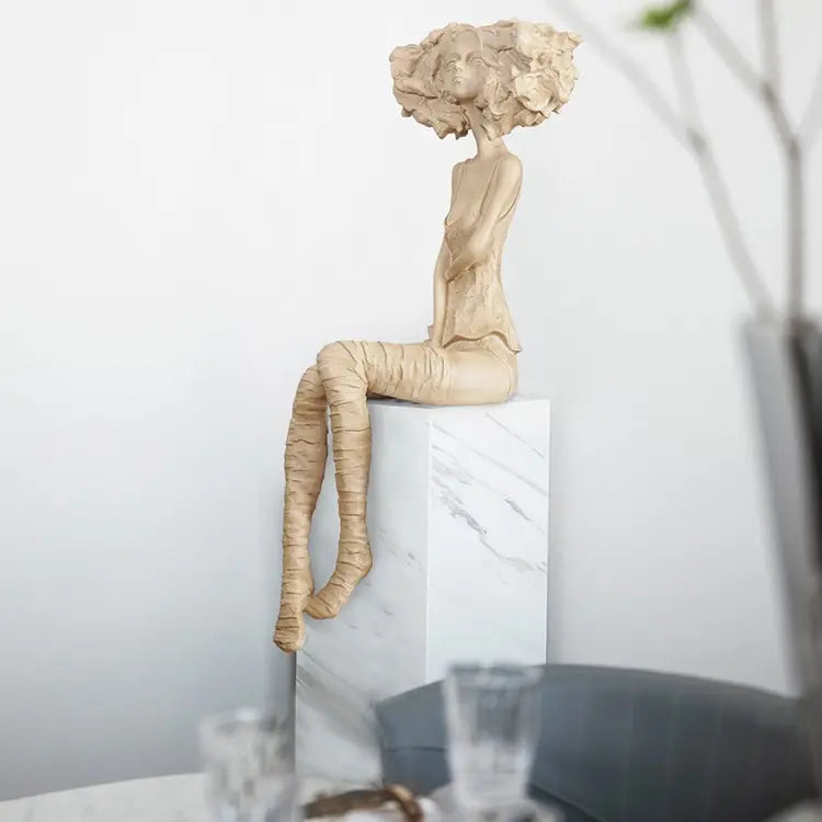Contemporary Lady Seated in Style Table Decor - 1 piece