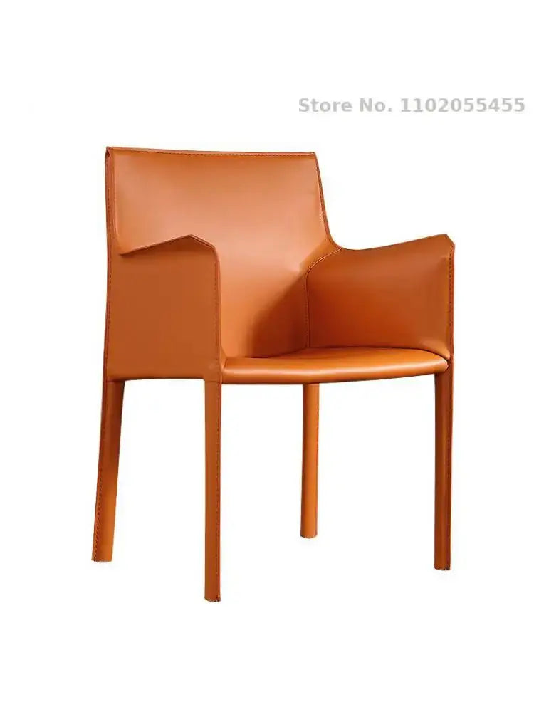 a brown leather chair on a white background
