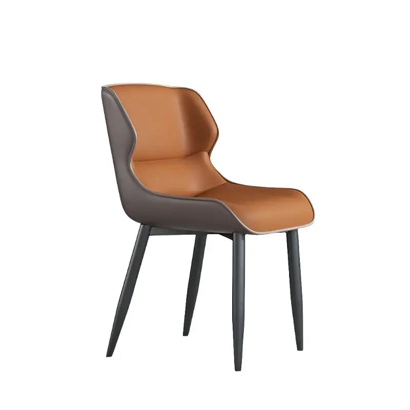 a brown and black chair on a white background