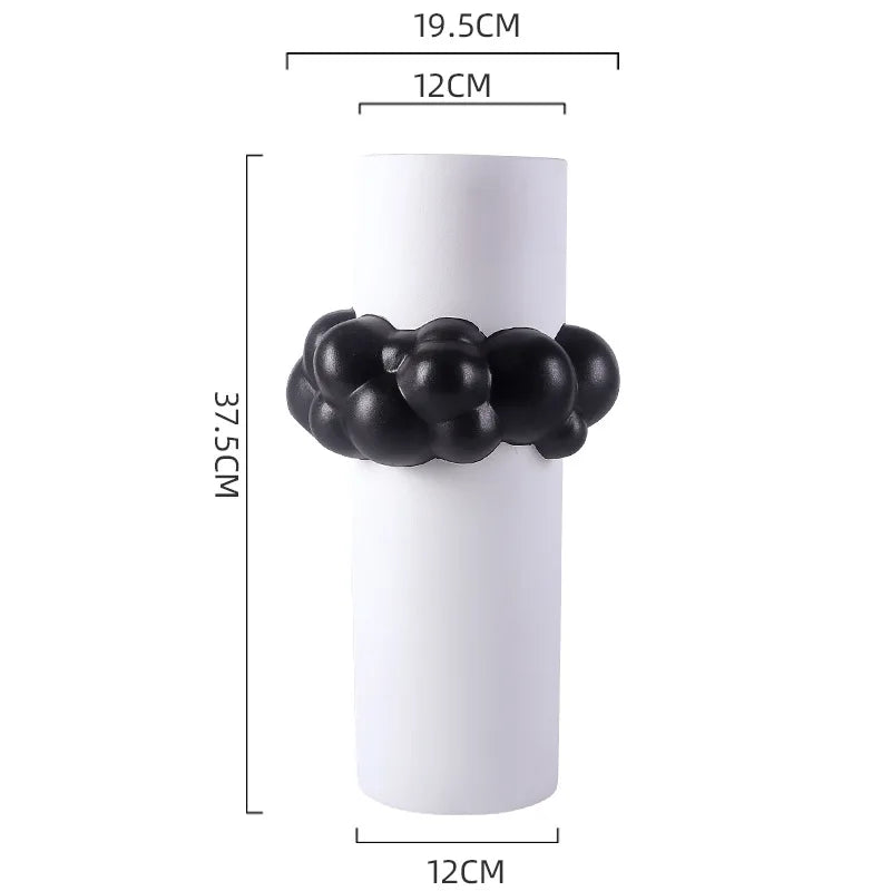 Cloud Shape Abstract Black and White Ceramic Vase - set of 2