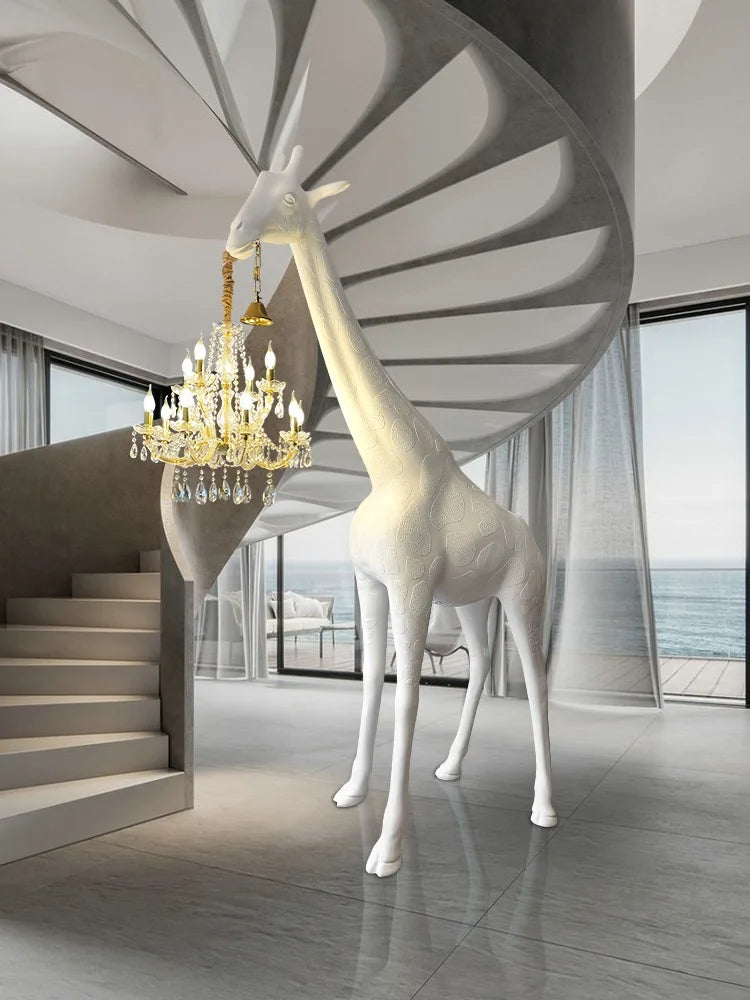 Giraffe Floor Lamp chandelier Animal Fiber Sculpture Big Size Artifact Statue