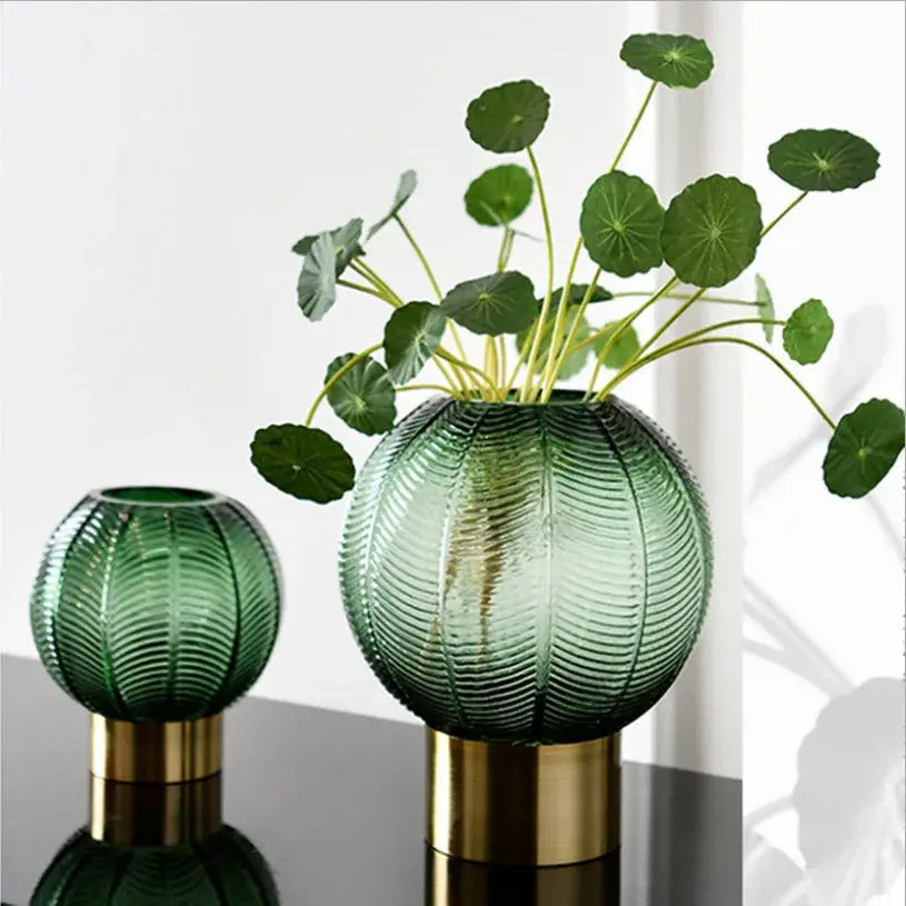 Nordic Green glass table Vase- Set of 2