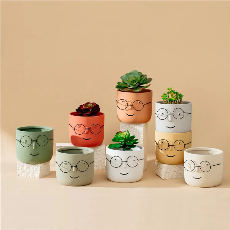 Optical face table vase- set of 3 - big & small size