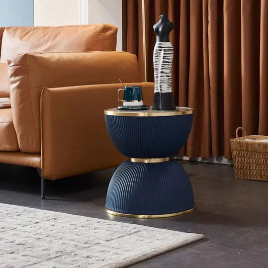 Contemporary Drum Style sofa marble side table
