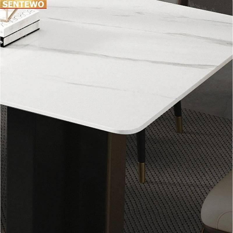 Dutch Black brass gold modern luxurious marble dining table 6 seater