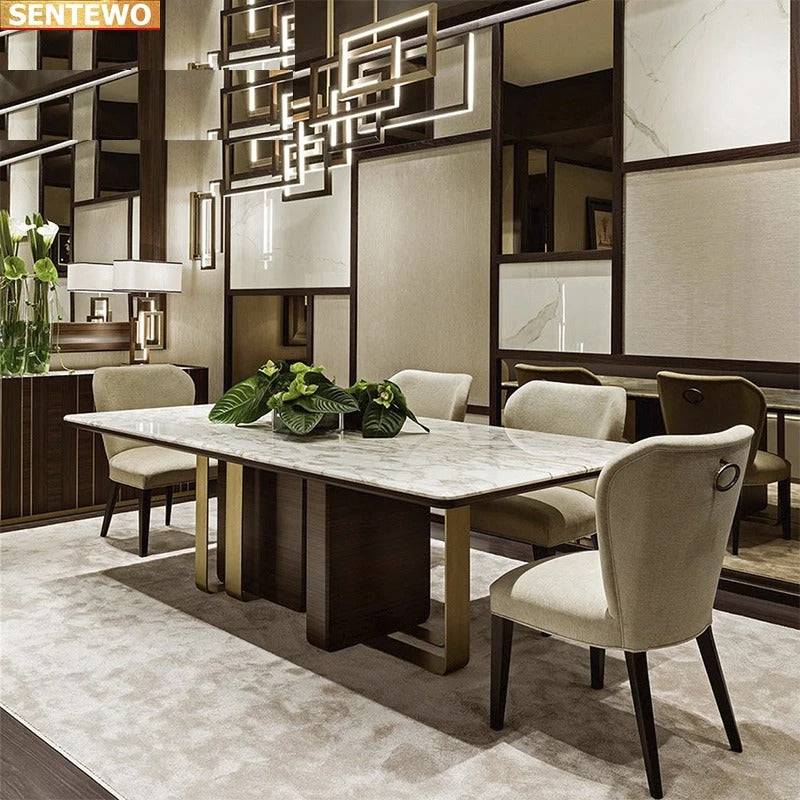 Dutch Black brass gold modern luxurious marble dining table 6 seater