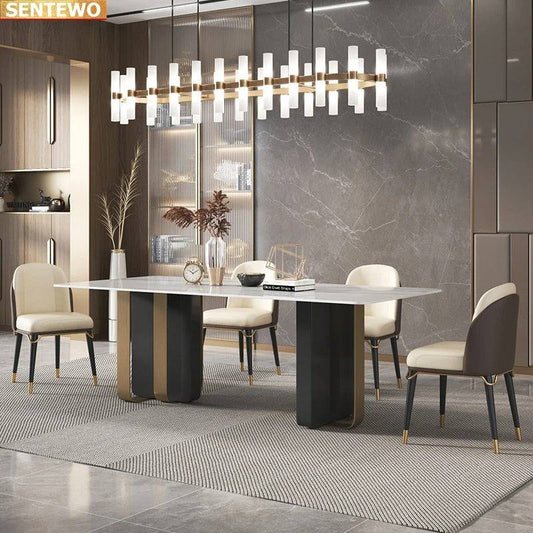 Dutch Black brass gold modern luxurious marble dining table 6 seater