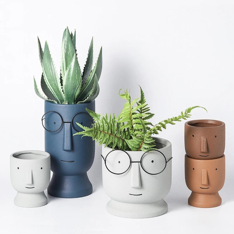 Optical face table vase -  1 piece - big & small size